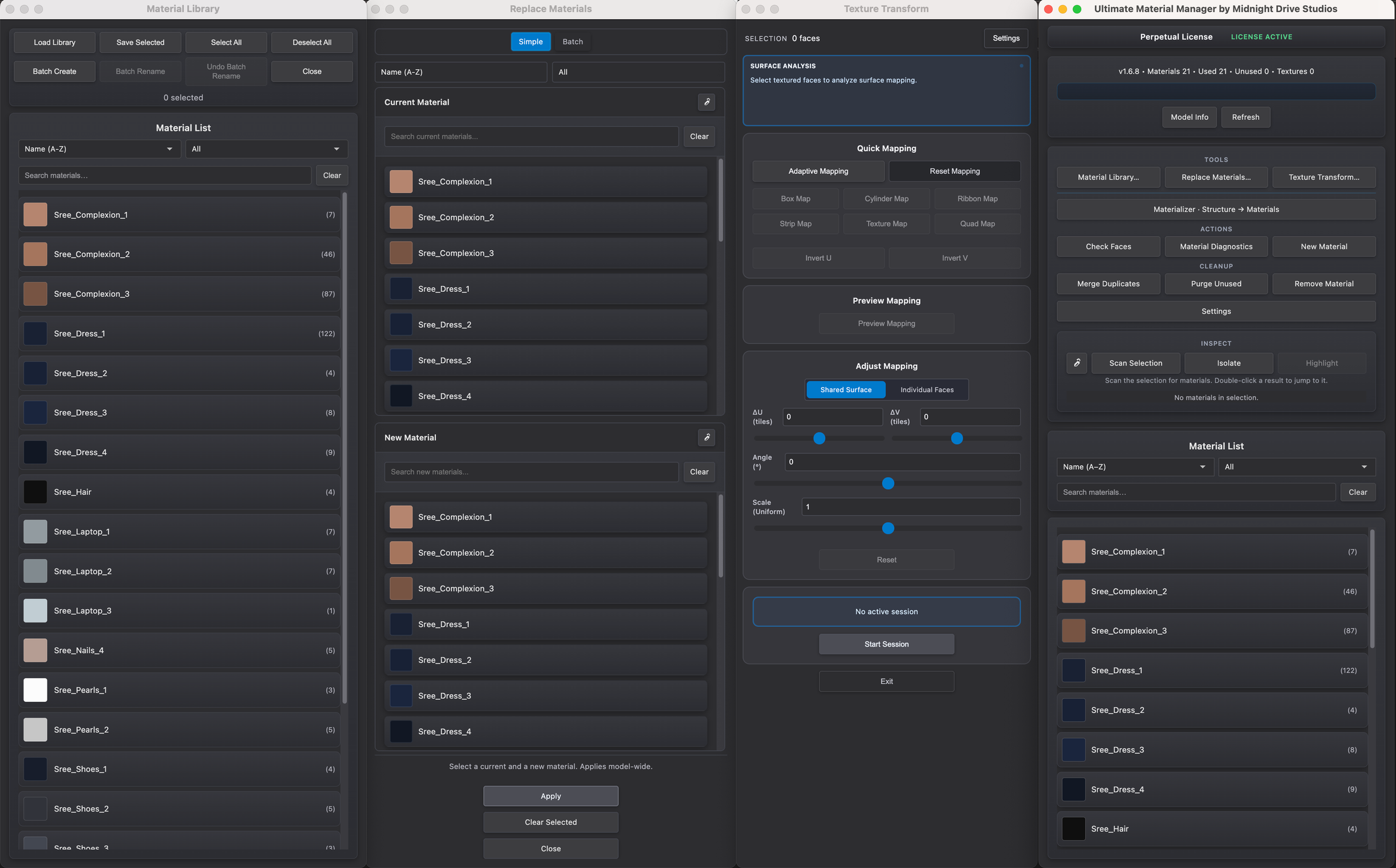 Ultimate Material Manager main tool overview