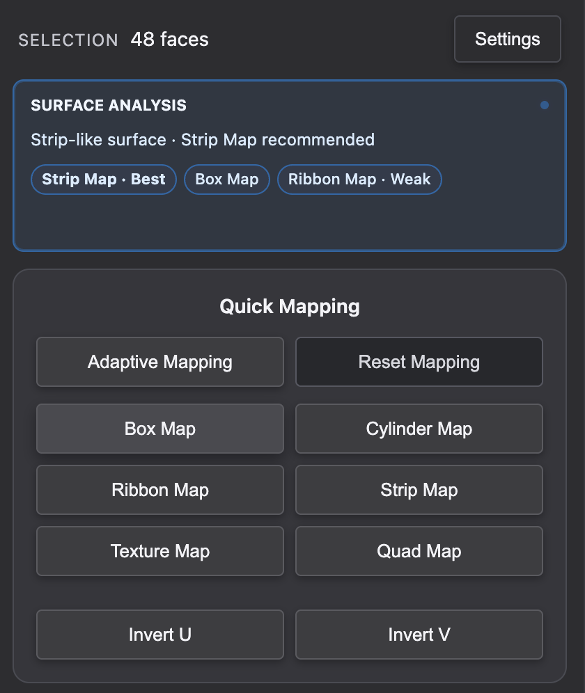 Texture Transform mapping workflow interface